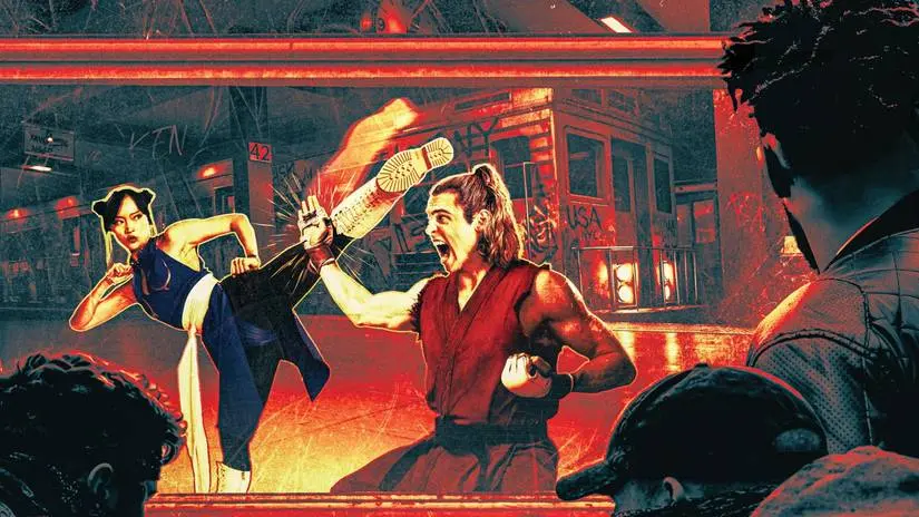 Ken parrying Chun-Li's kick on a poster for Street Fighter (2026)