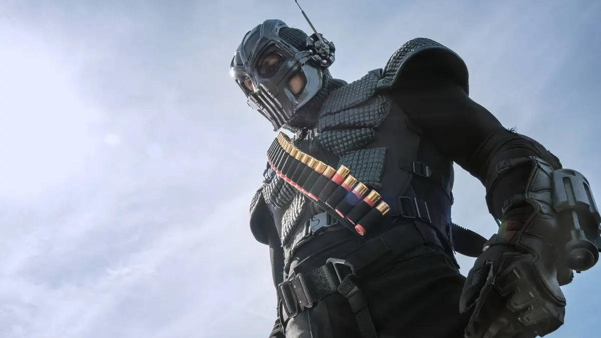 Scott Speiser as Overkill looking down on someone in season 1 of The Tick