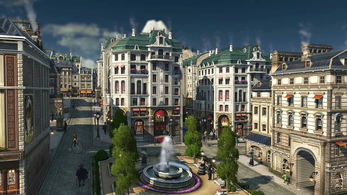A town plaza in Anno 1800