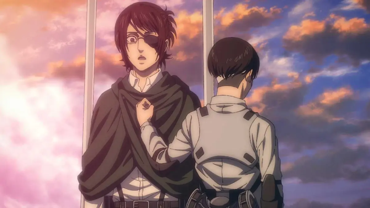 Levi pledges his heart to Hange in Attack on Titan.