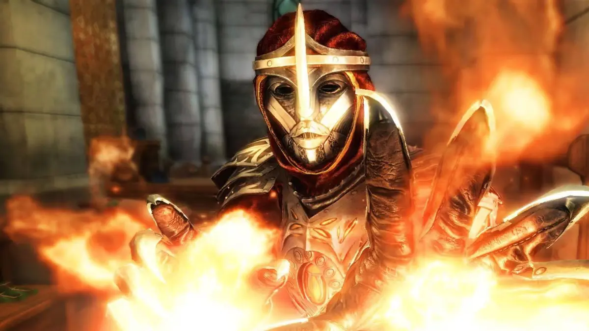 Skyblivion Mythic Dawn Cultist Shooting Flames