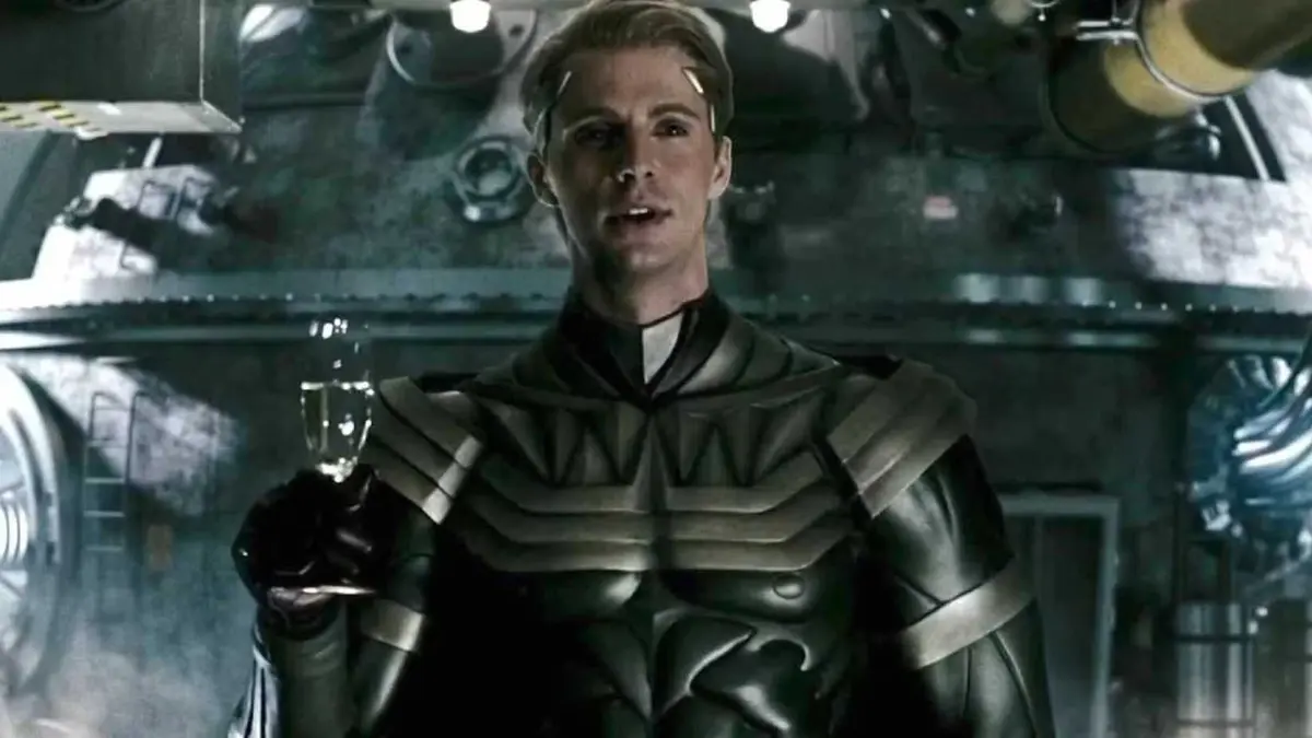 Ozymandias  in his costume toasting with a glass of champagne in Watchmen