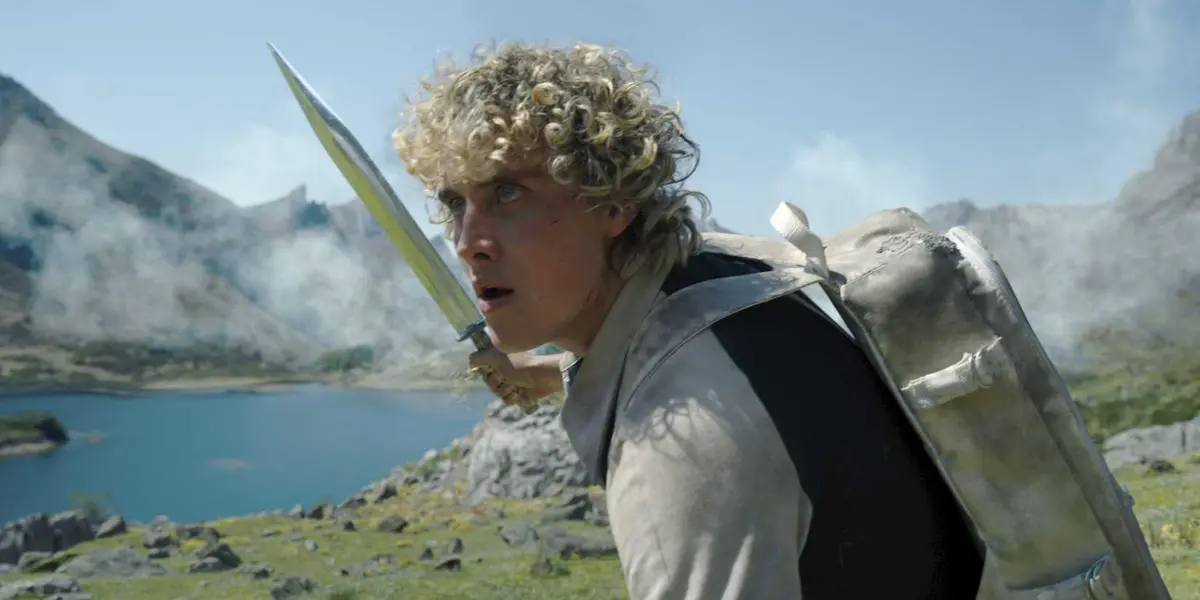 Haymitch Abernathy (Joseph Zada) holding a sword in The Hunger Games: Sunrise on the Reaping.