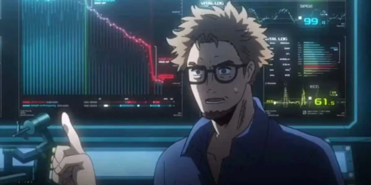 David Shield explains something important to Izuku and Bakugo in My Hero Academia: Two Heroes