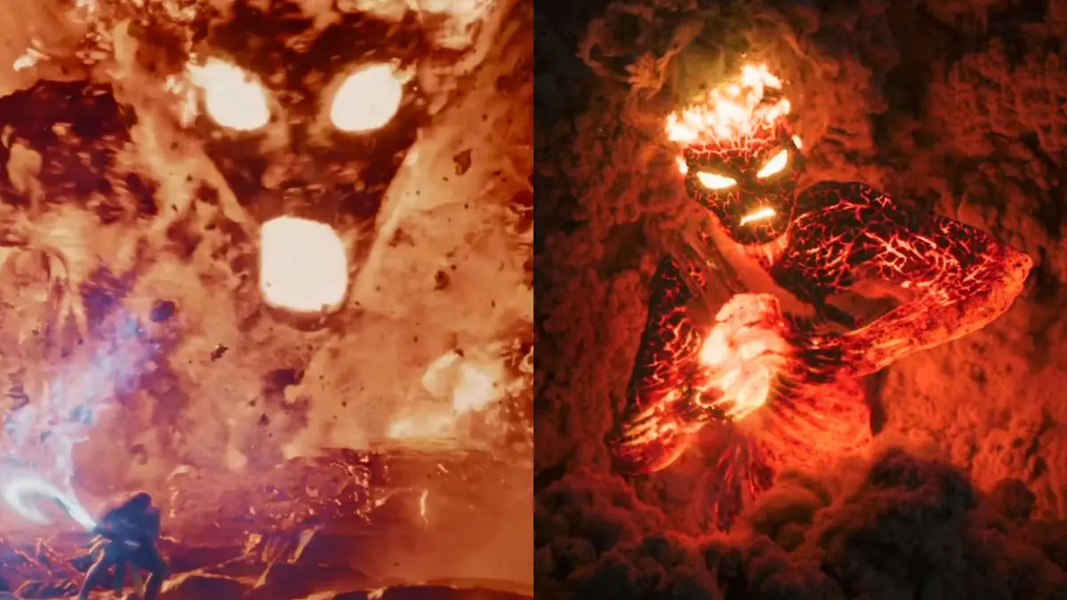 Te Kā in Moana live-action and animation
