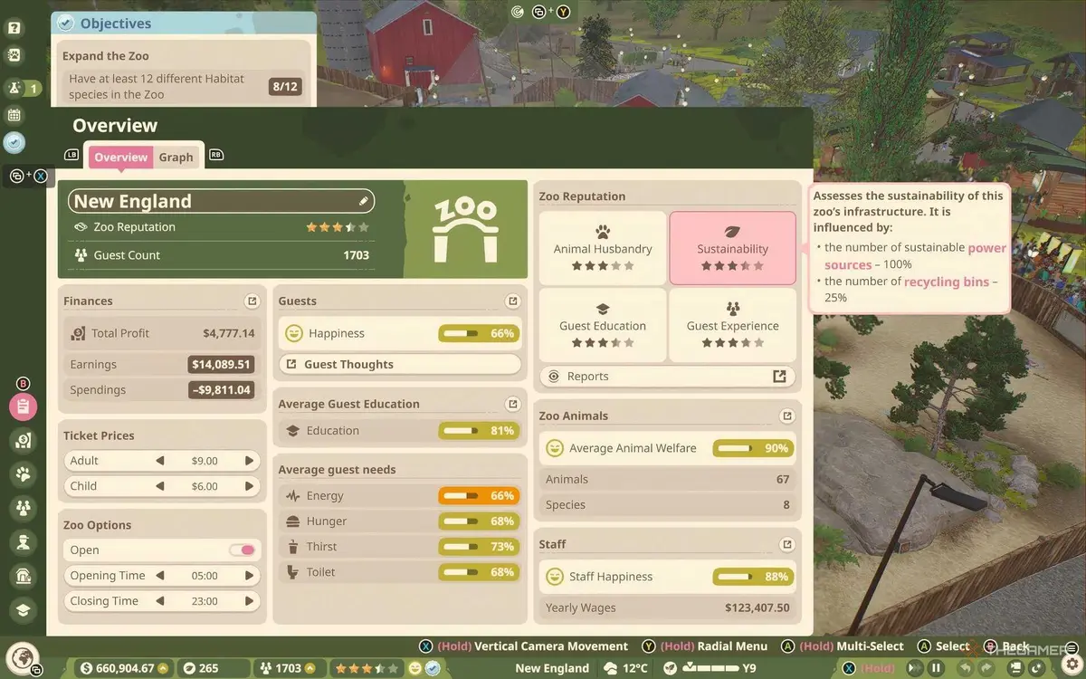 Sustainability description in Planet Zoo 2
