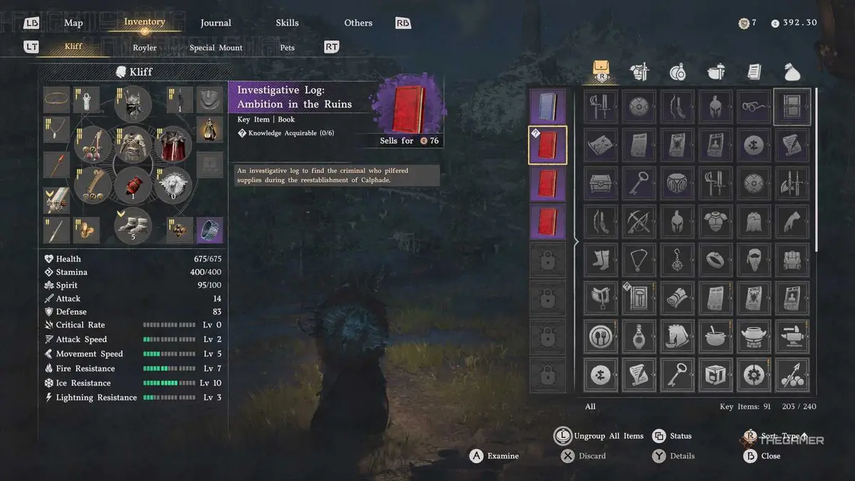 The Ambition In The Ruins Investigative Log in Crimson Desert.