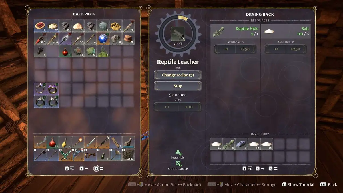 Enshrouded crafting Reptile Leather