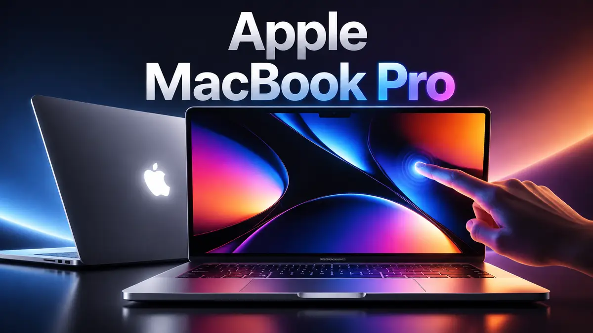 Новый ноутбук Apple MacBook Pro с ярким OLED-экраном и светящимся логотипом на крышке