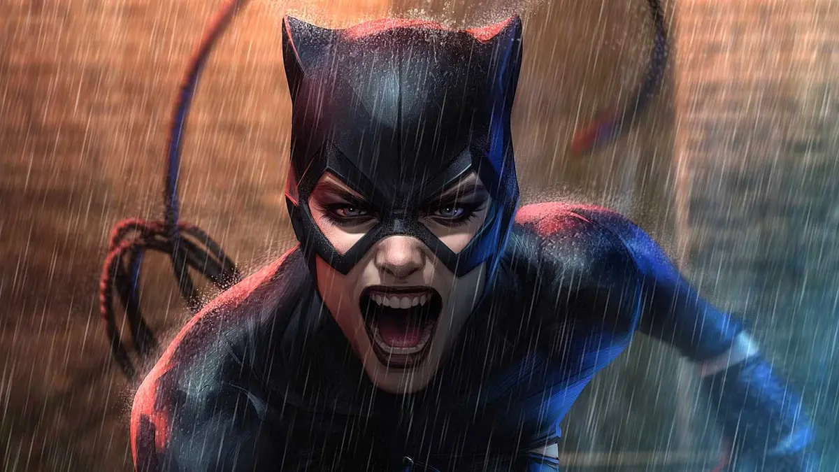 Catwoman DC Comics screaming in the rain