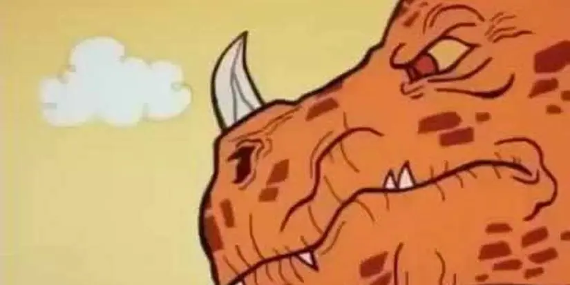 A monster looks like a dinosaur from The Powerpuff Girls