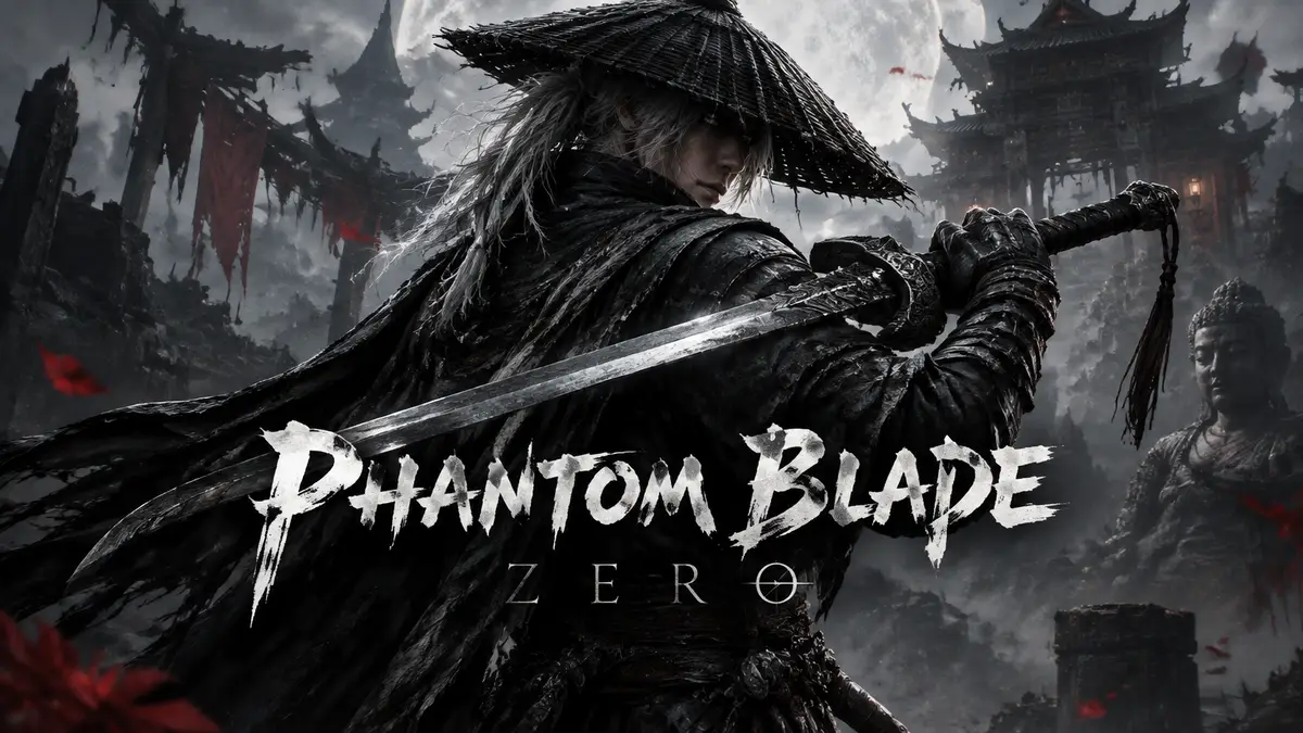 Воин с клинком на фоне восточных руин в мрачной стилистике экшена Phantom Blade Zero