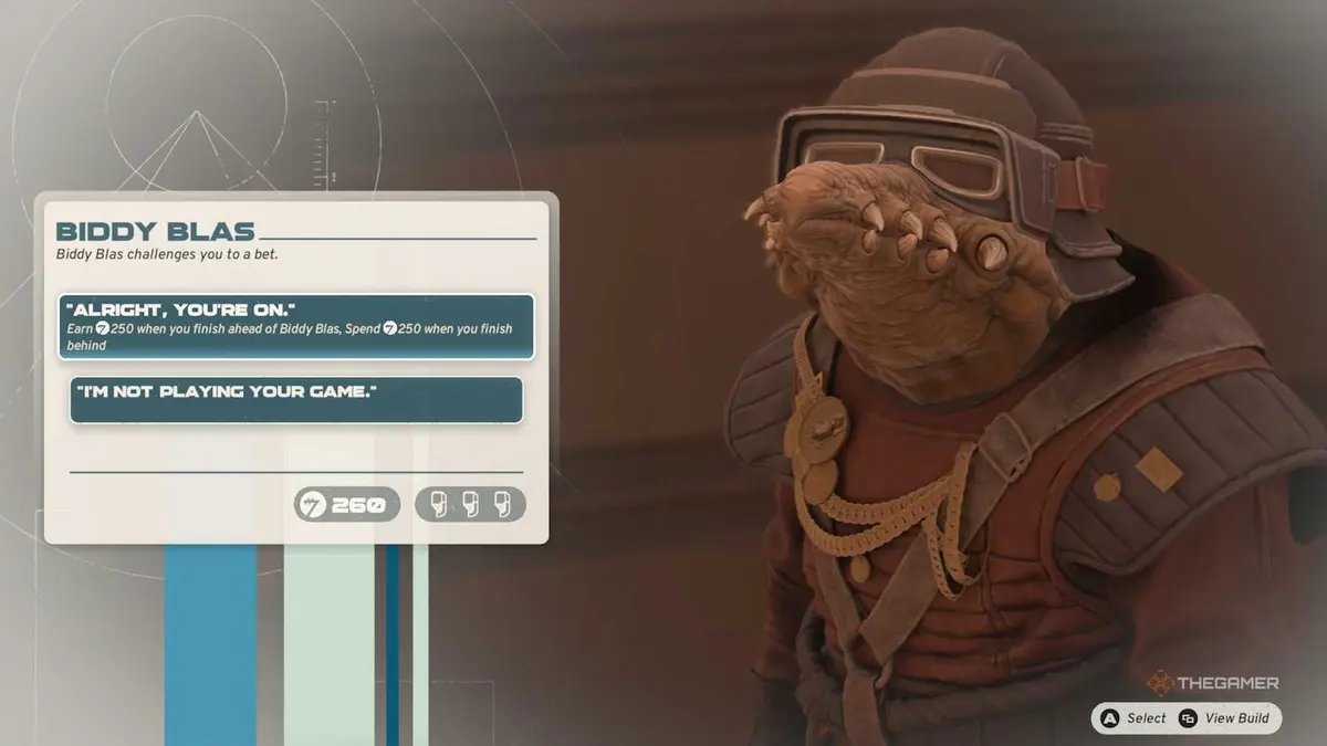 Galactic Racer Biddy Blas Offering A Bet