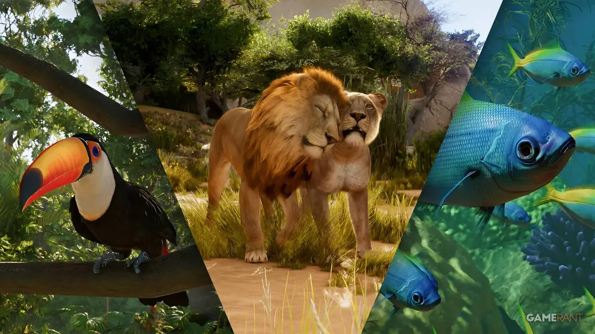 planet zoo 2 toucan, lion, and fish