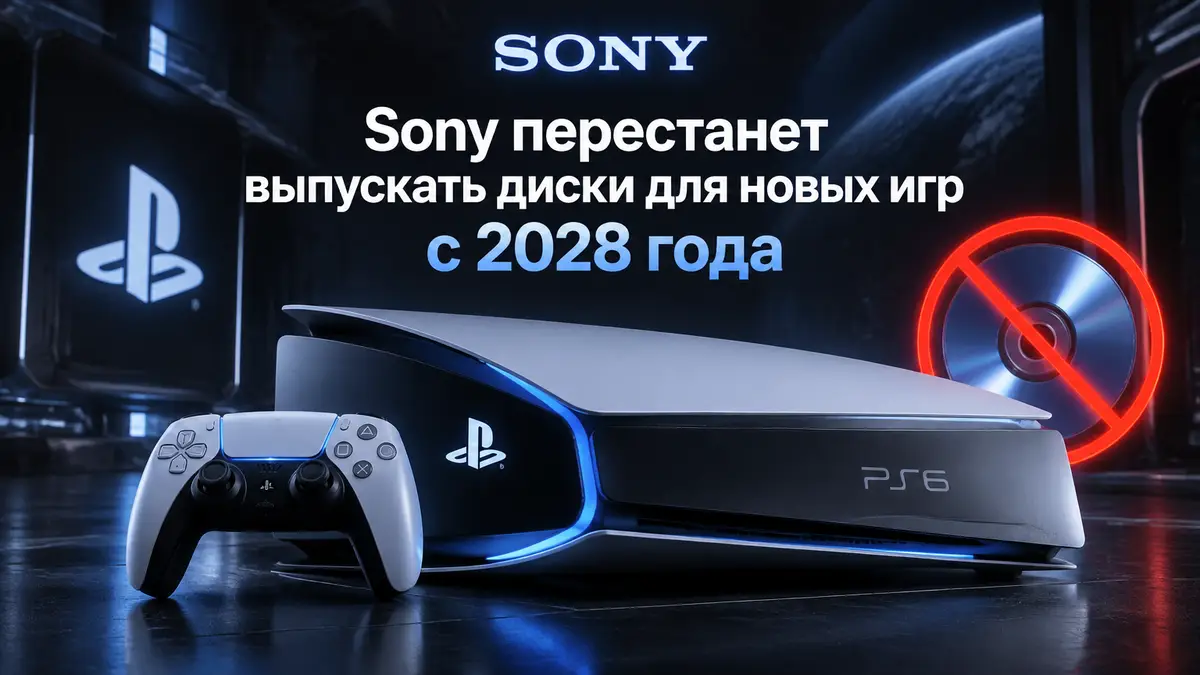 Концепт консоли PlayStation 6 на темном технологичном фоне с логотипом Sony