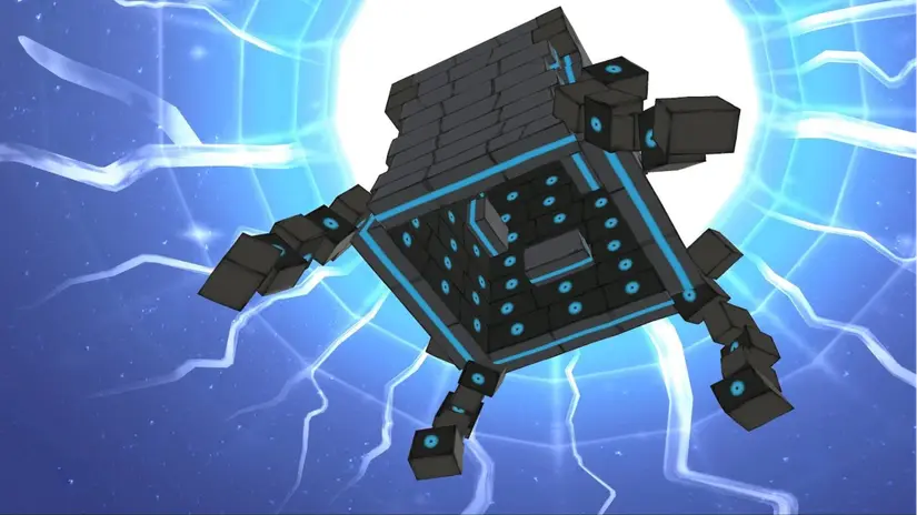 A Stakataka falls through an Ultra Wormhole in Pokemon Ultra Sun & Ultra Moon.