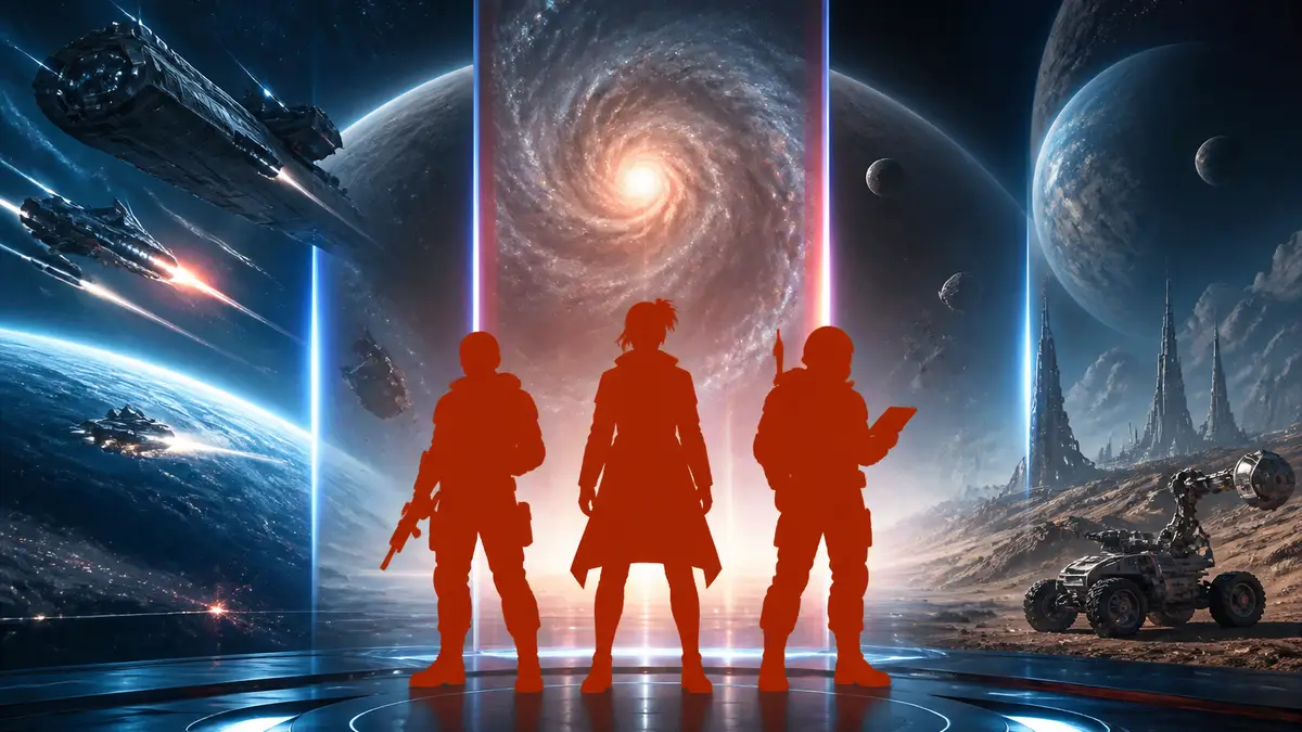 Логотип игровой презентации Galaxies Showcase на темном фоне