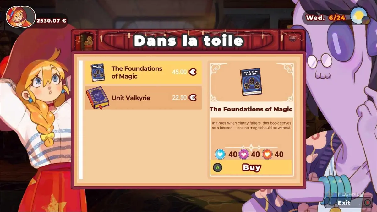 Lunne shopping at Dans La Toile in The Witch's Bakery.