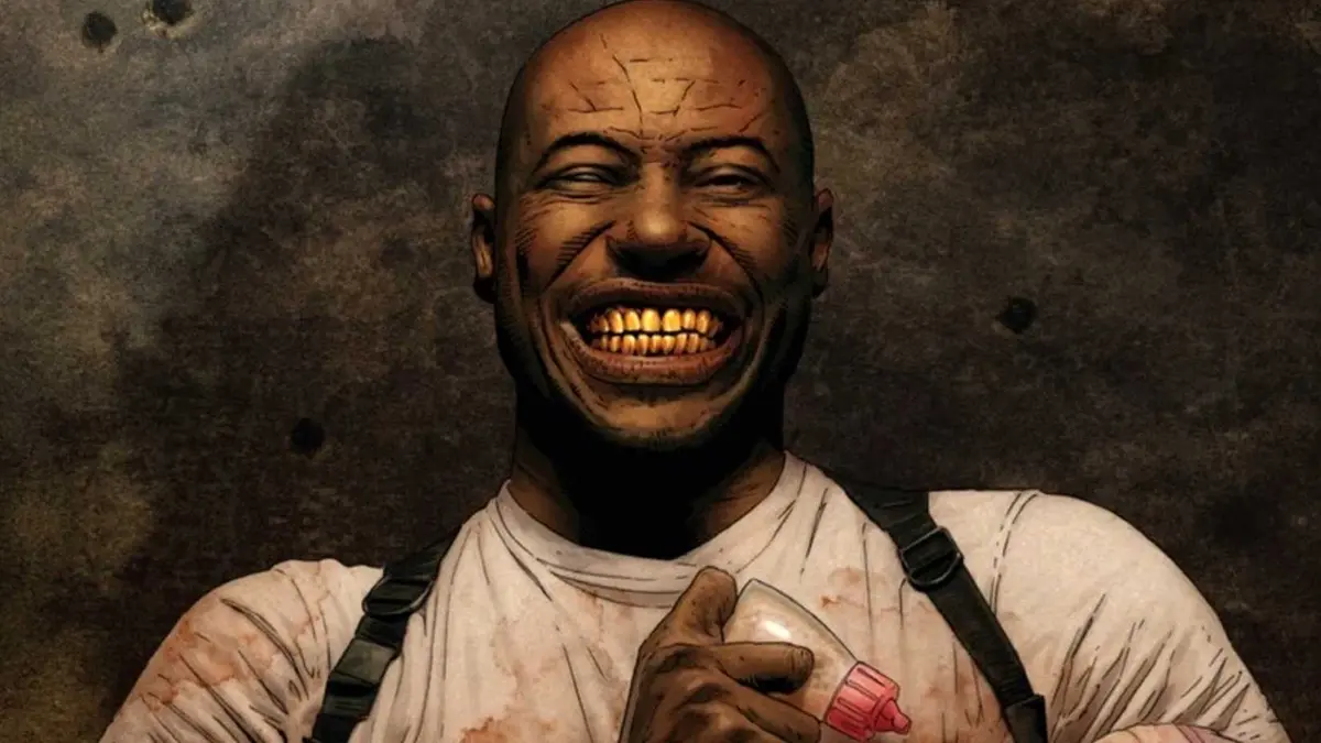 Barracuda smiles in the Punisher comic art