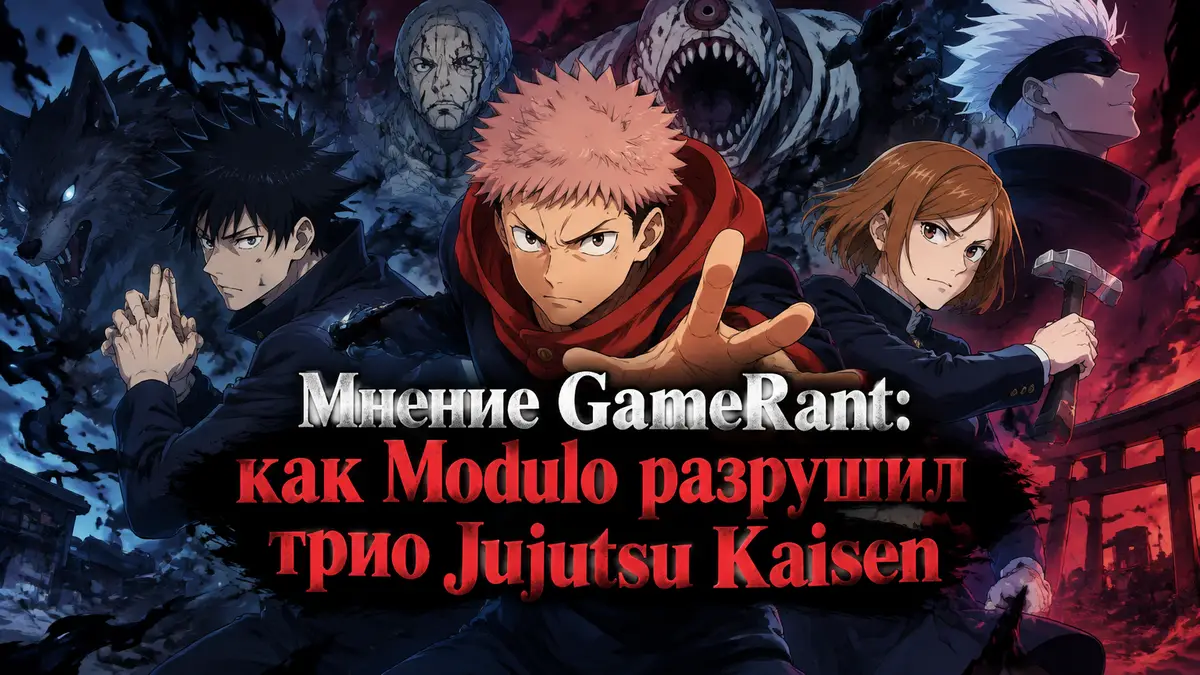 Юдзи Итадори и герои Jujutsu Kaisen на фоне мистических проклятий в аниме арте