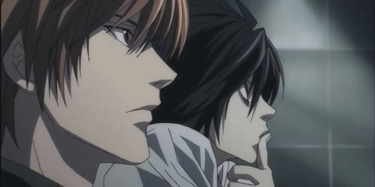 death note anime light yagami and L sitting together