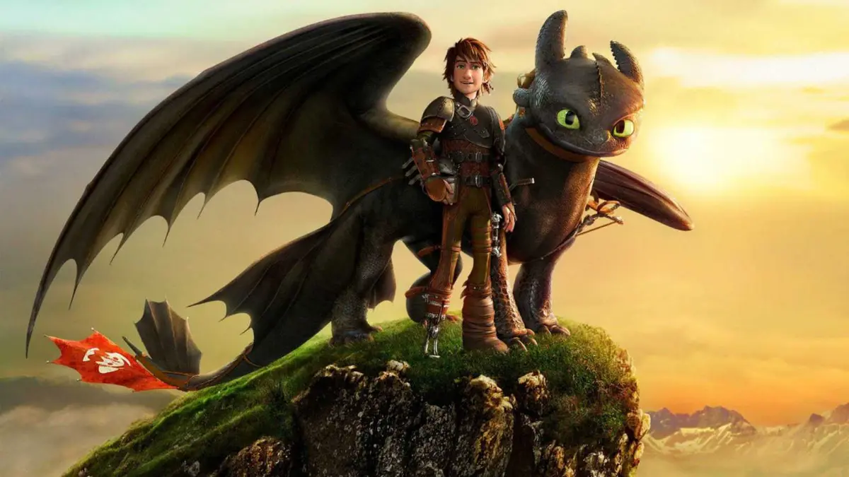 Hiccup and Toothless stood together in How to Train Your Dragon