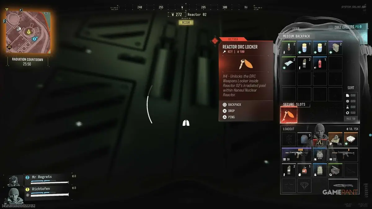 Reactor DRC Locker Key Location 3