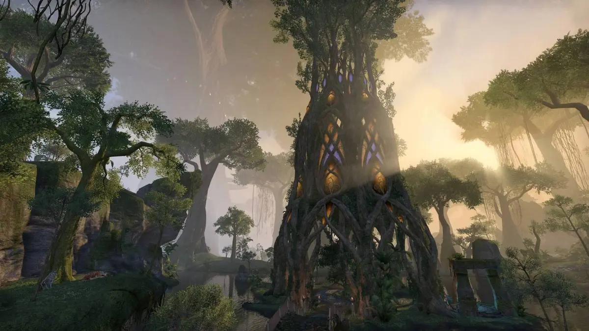 A Bosmer temple in The Elder Scrolls Online.