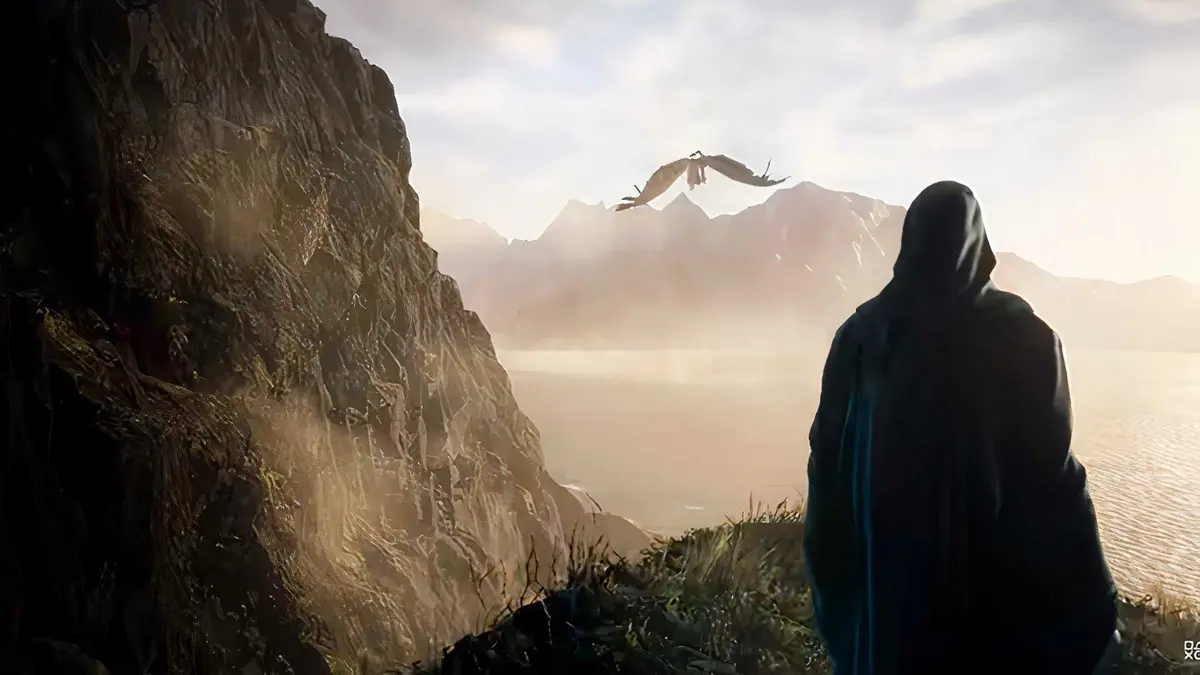 dragon's dogma 2 screenshot trailer dragon flying over the water