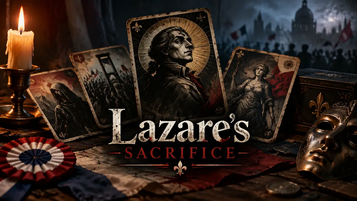 Мрачные исторические карты на столе в стилистике игры Lazares Sacrifice