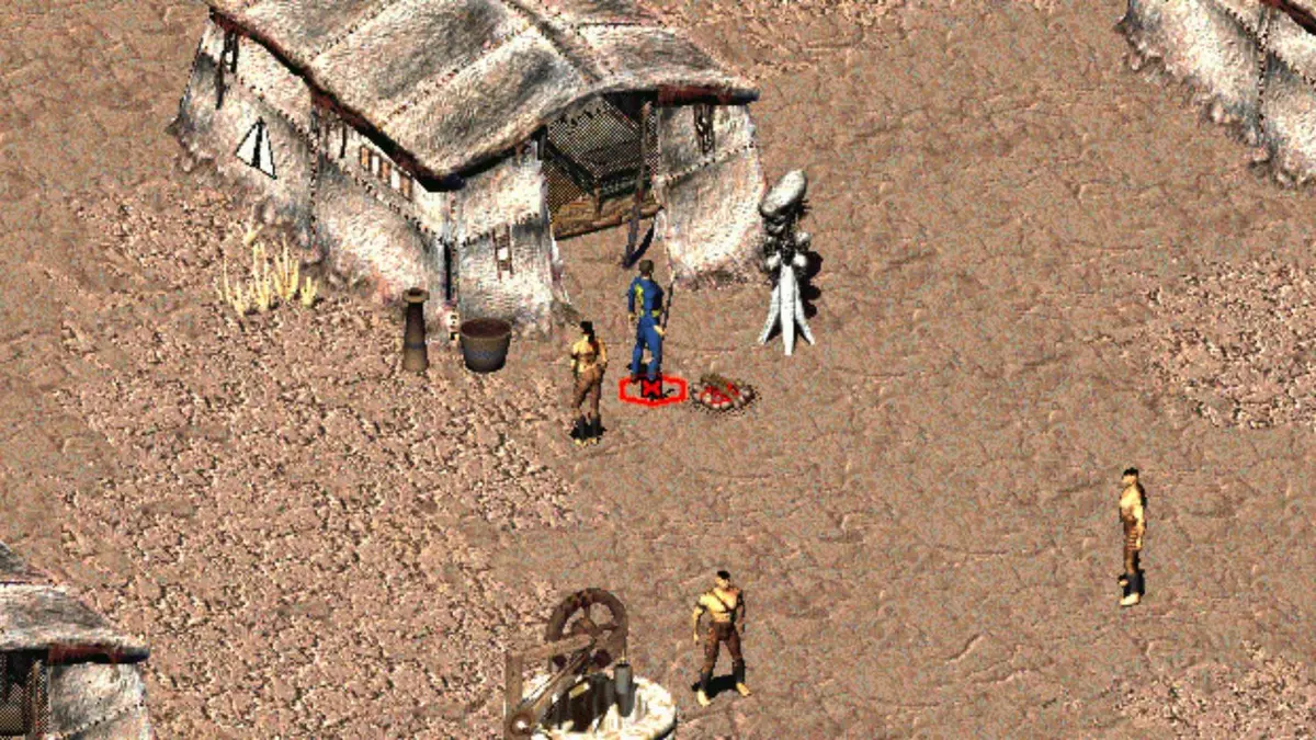 Exploring a camp in Fallout 2 (1998)