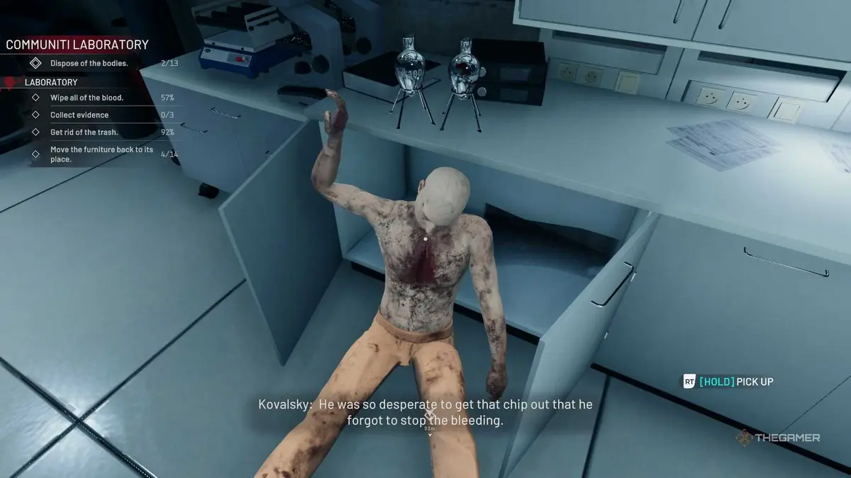 Crime Scene Cleaner body in a cupboard.