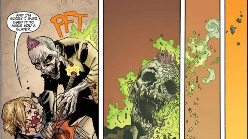 Buffy stakes the Slaypire Simone in the Buffy the Vampire Slayer comics