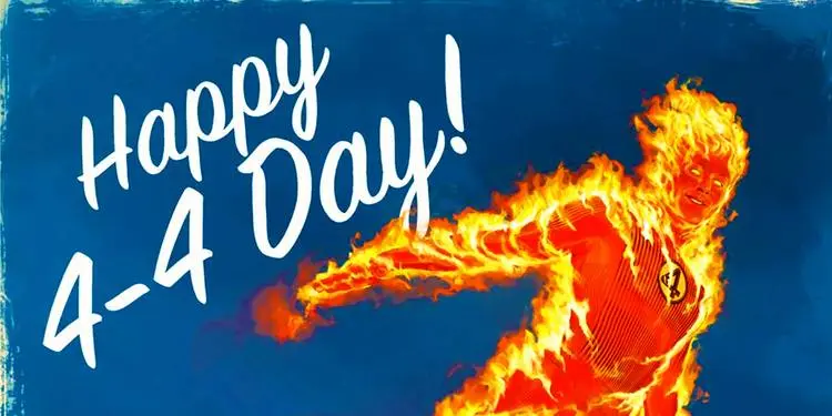 Johnny Storm's Human Torch celebrating 4-4 day in MCU poster