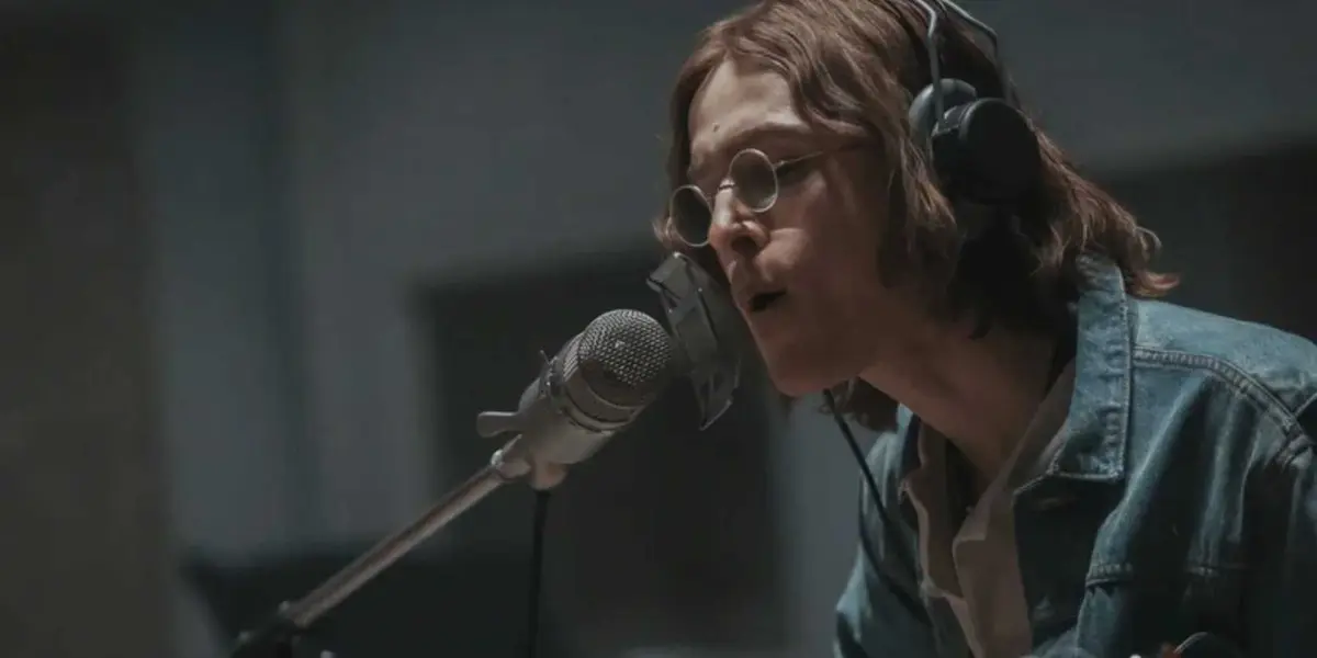 Harris Dickinson as John Lennon in The Beatles A Four-Film Cinematic Event