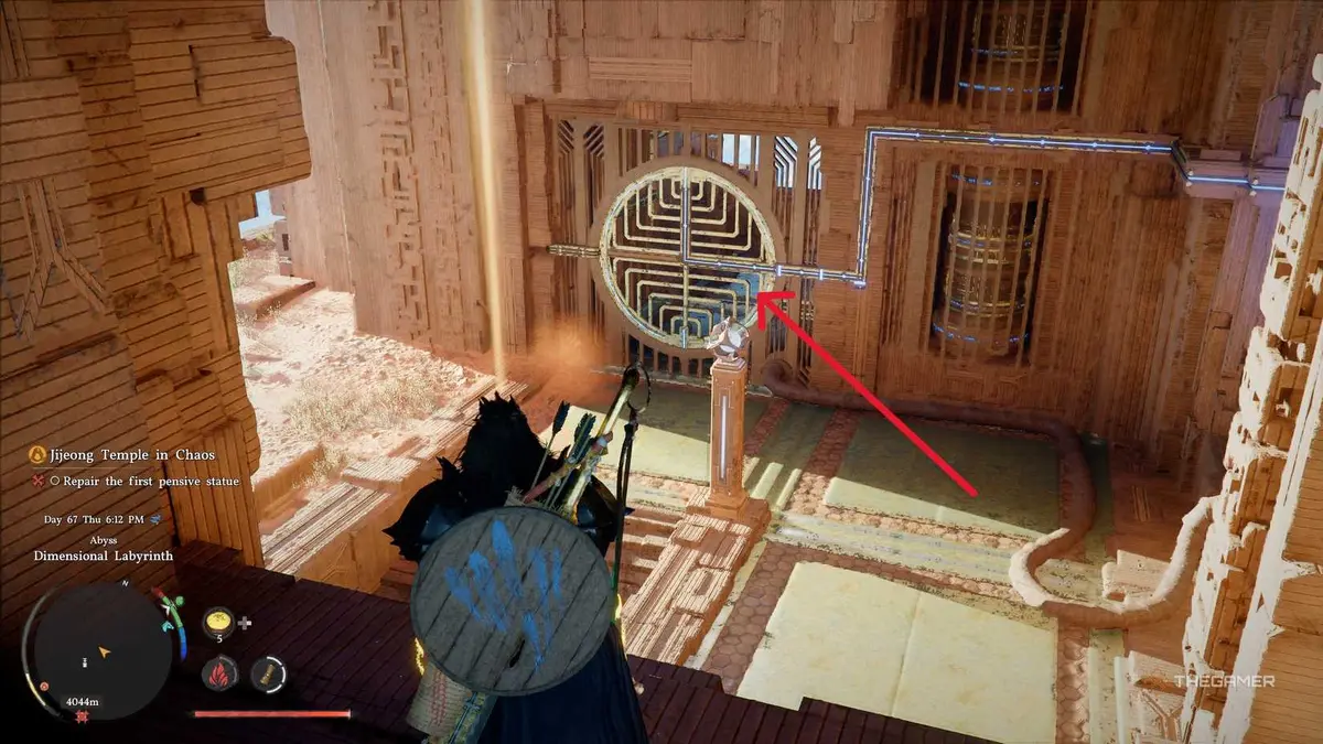 A player completing the Dimensional Labyrinth puzzle in Crimson Desert.