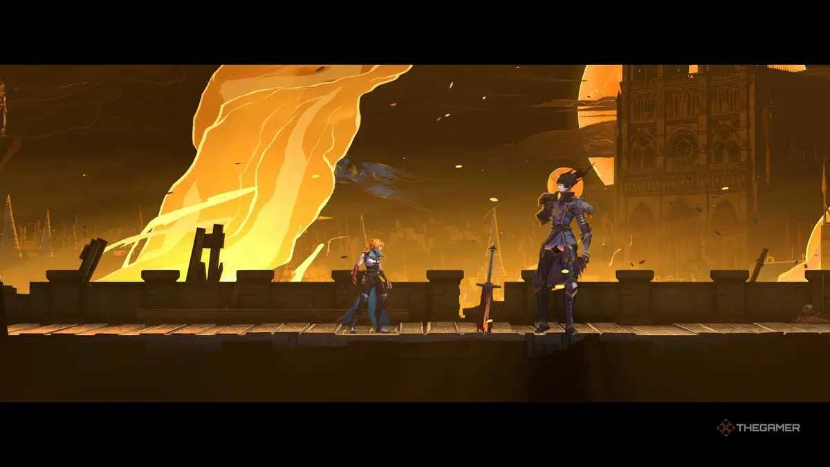 A player defeating Joan and completing The Warrior tarot card in Castlevania: Belmont's Curse.