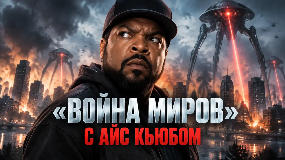 Айс Кьюб на фоне инопланетного вторжения на постере фантастического фильма