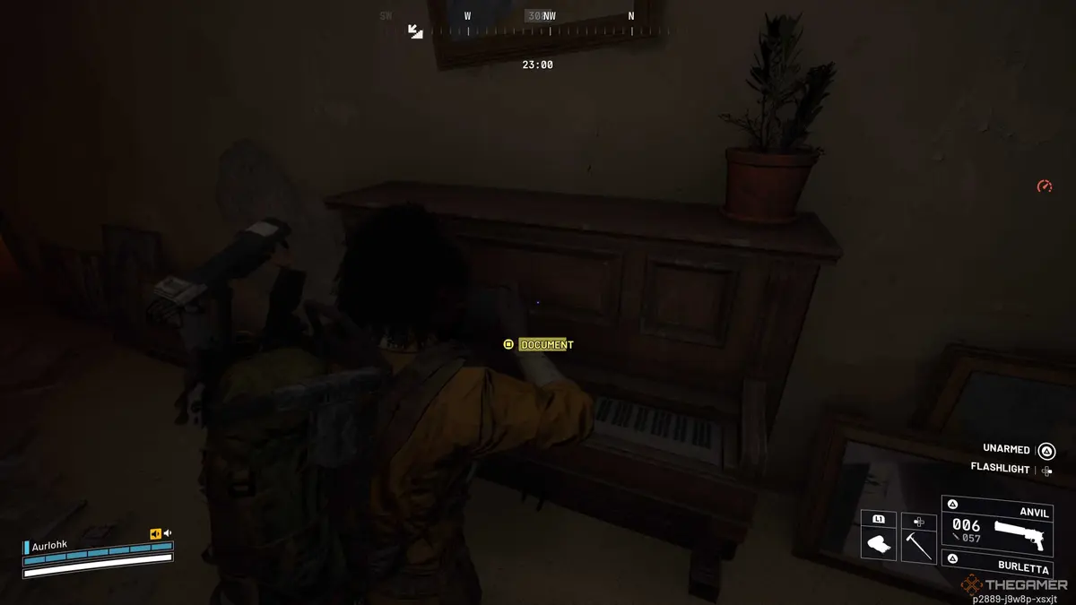Player character taking a picture of a piano in a pharmacist's apartment in Arc Raiders.
