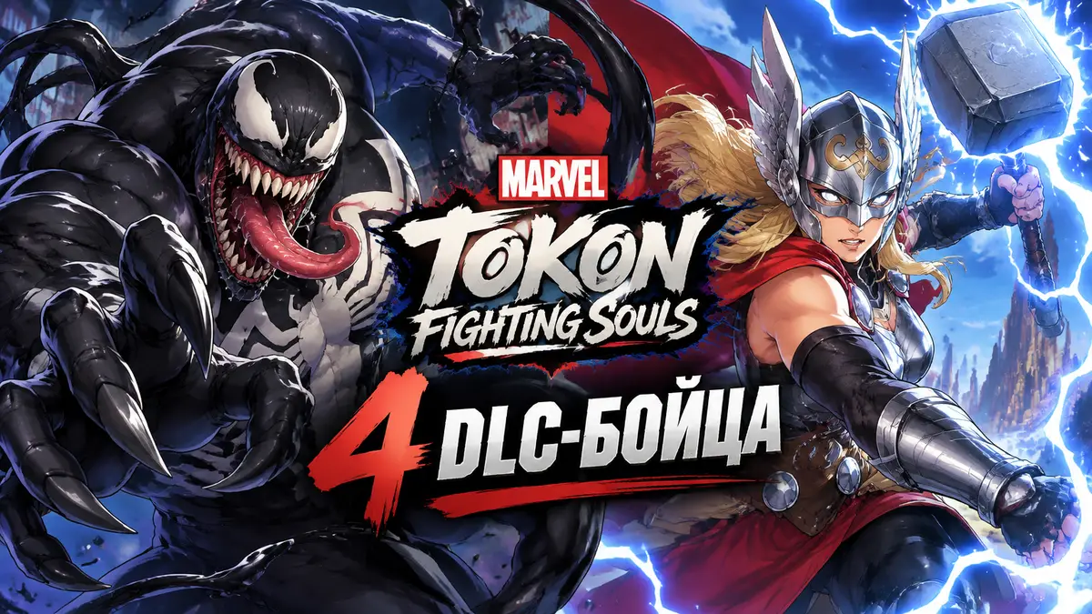 Веном и Тор Джейн Фостер в боевой позе из игры Marvel Tokon Fighting Souls
