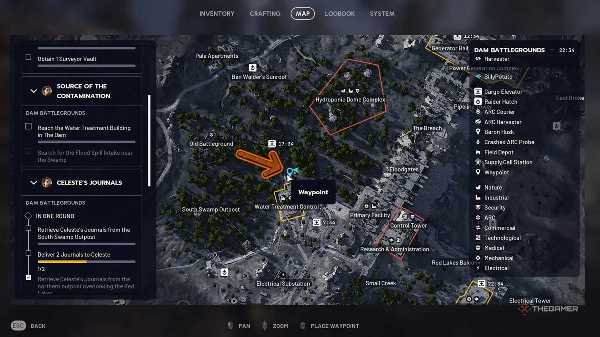Arc Raiders source of the contamination quest location on the map.