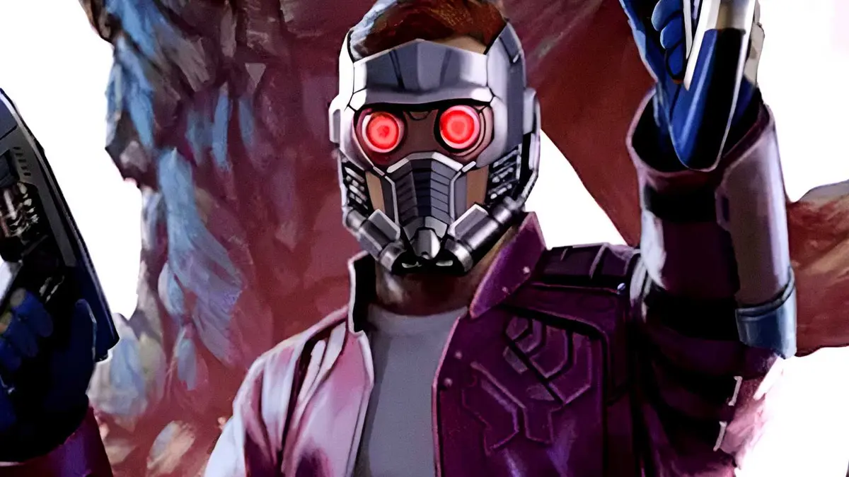 Chris Pratt's Peter Quill wears his Star-Lord mask in Guardians of the Galaxy comic art