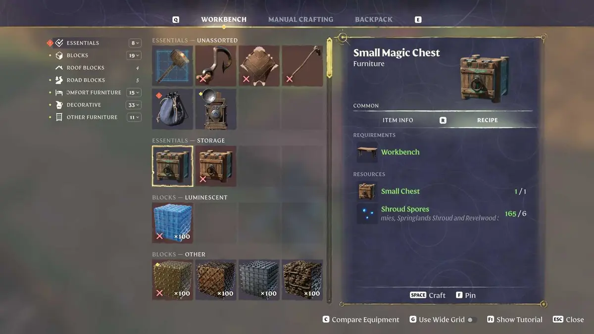 Enshrouded Small Magic Chest recipe