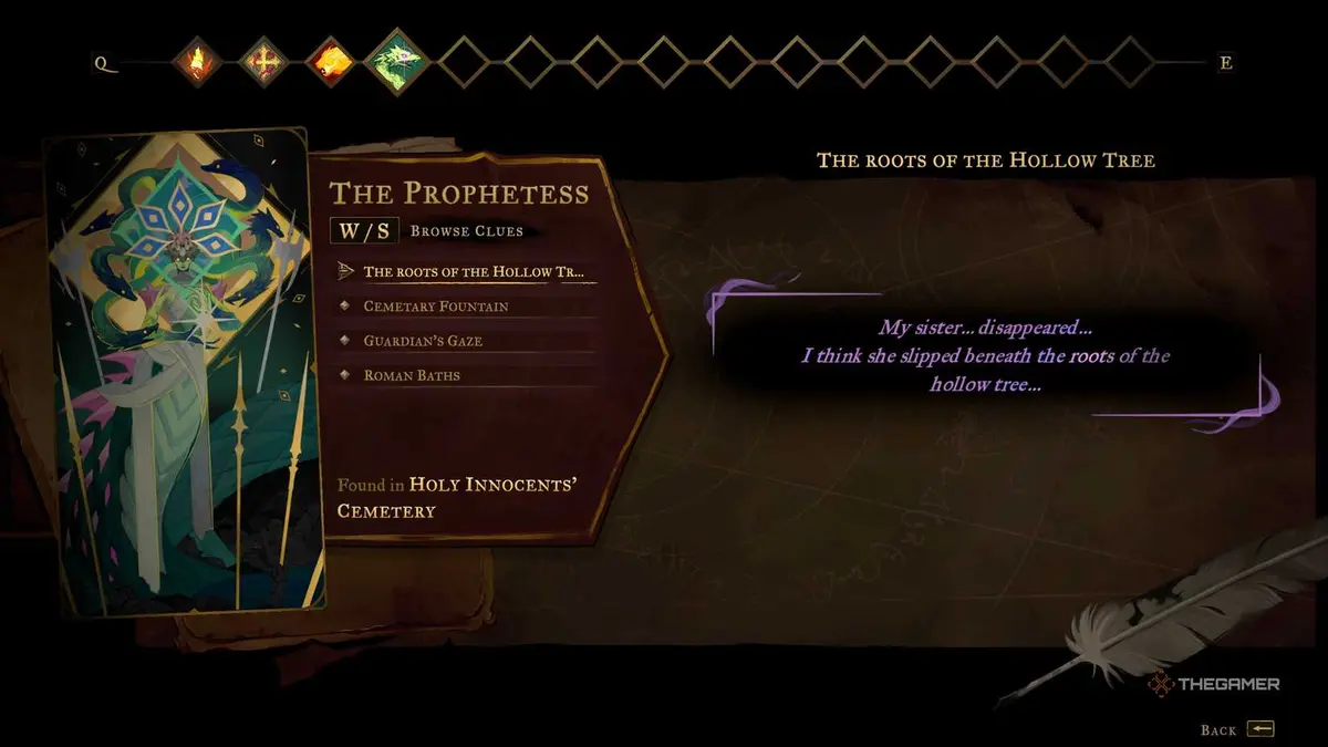 A player finding The Prophetess clues and defeating Medusa in Castlevania: Belmont's Curse.