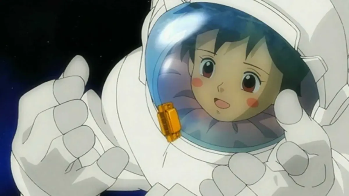 Asumi reaches for a candy in space in Twin Spica.