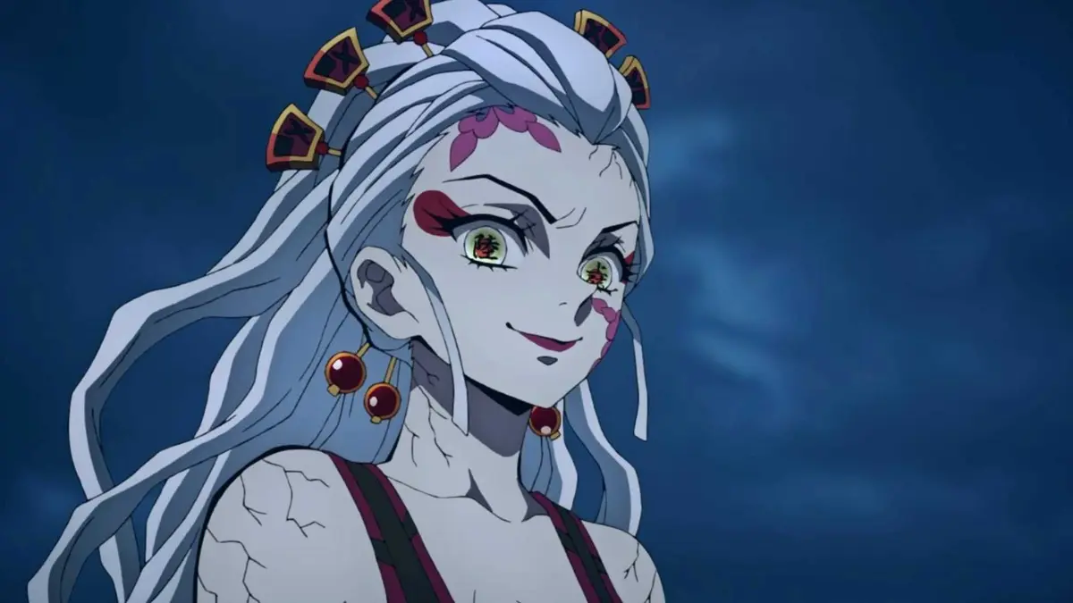 Daki smiling in Demon Slayer anime