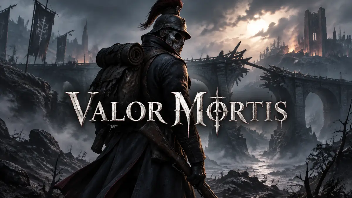 Солдат в мундире у сломанного моста в Valley of Ashes, мрачный key art квеста Valor Mortis