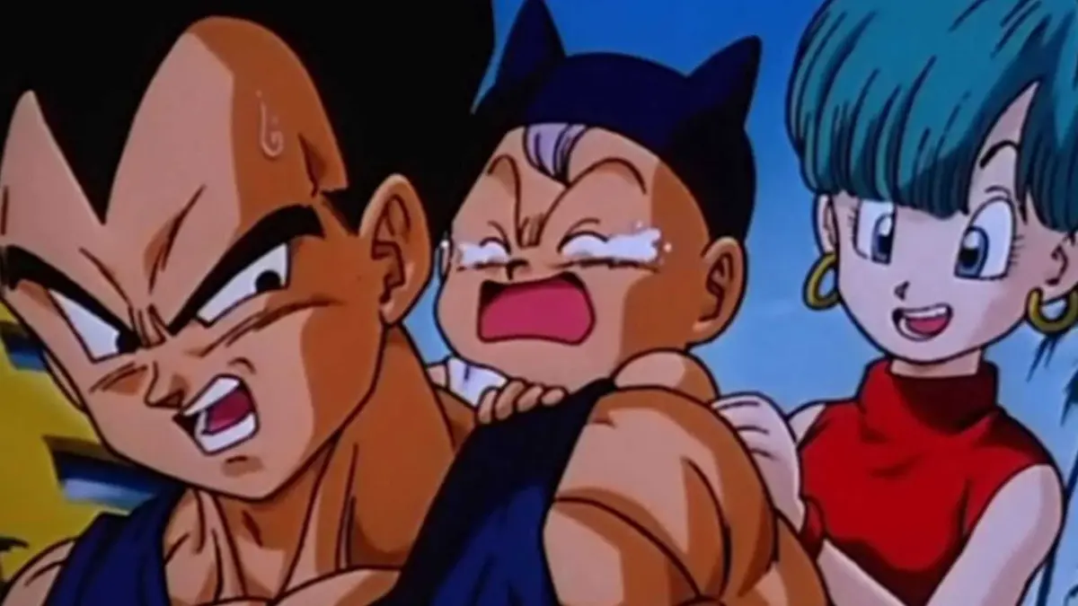 Vegeta, Baby Trunks and Bulma in Dragon Ball Z.