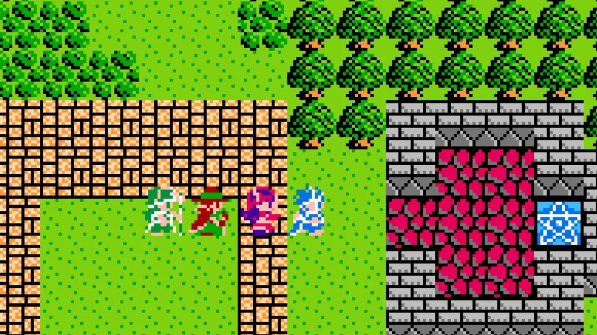 Exploring a town in Dragon Quest 3 (NES)