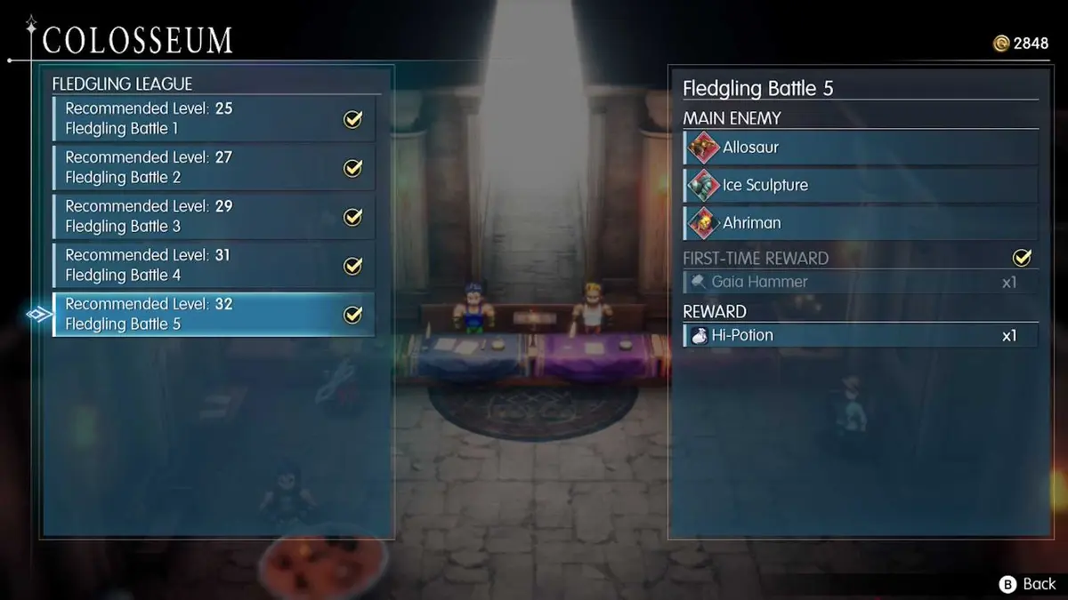 The Fledgling series of gladiator battles in Final Fantasy Resonance